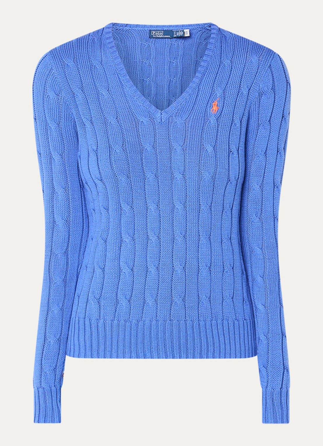 Ralph Lauren Kimberly kabelgebreide pullover met logo - voorkant blauw