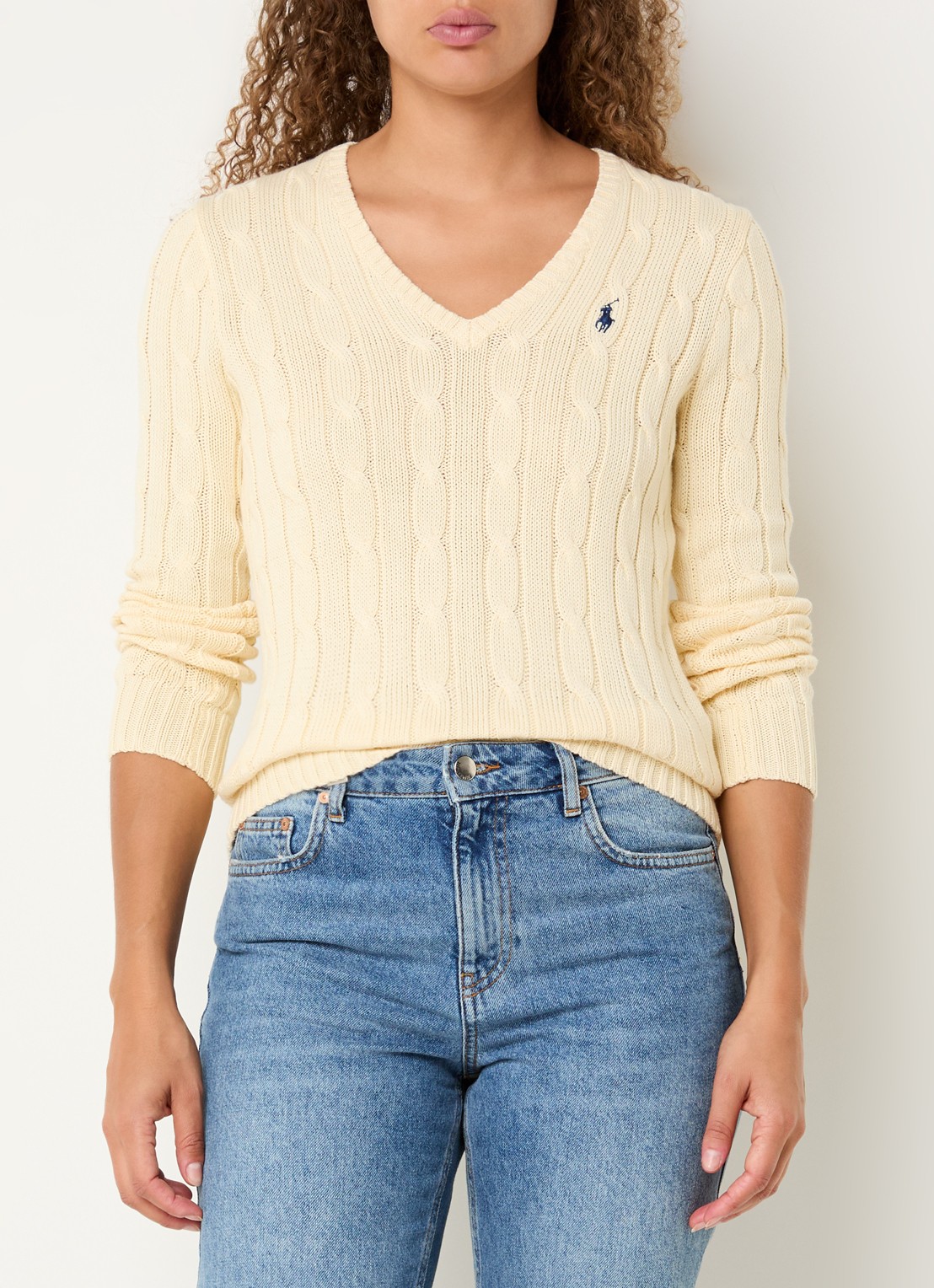 Ralph Lauren Kimberly kabelgebreide pullover met logoborduring - detail 4 beige