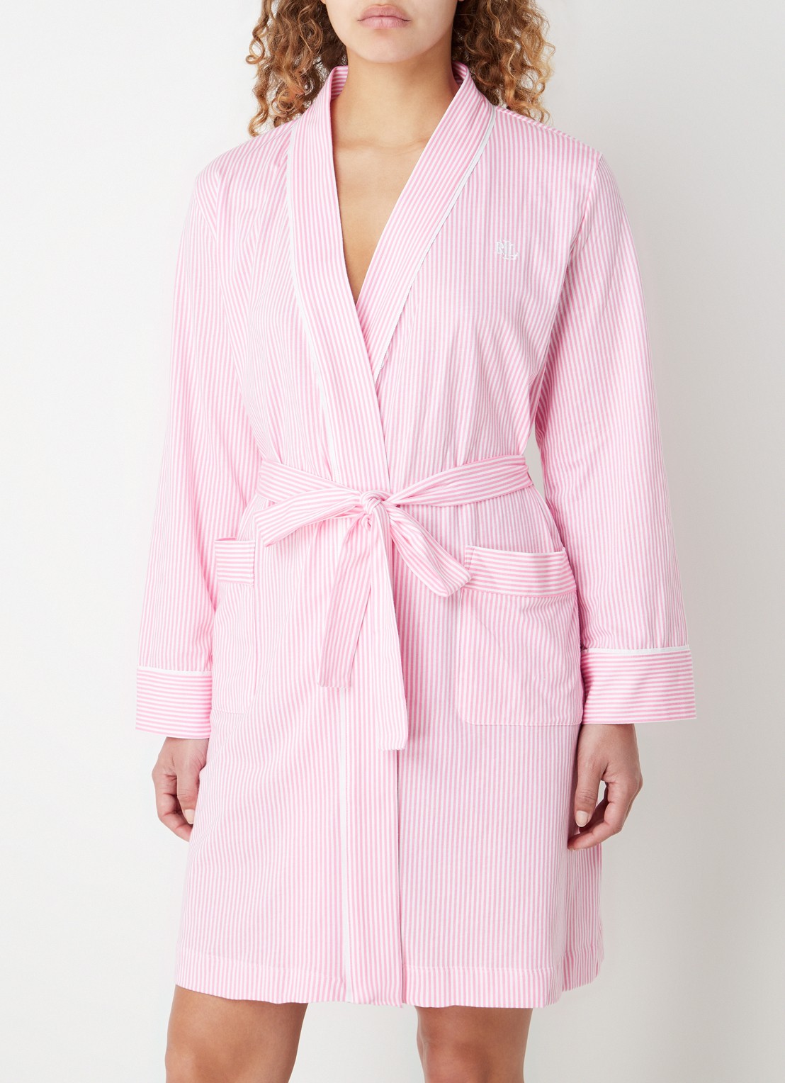 Ralph Lauren Kimono met streepprint en opgestikte zakken - detail 3 lichtroze