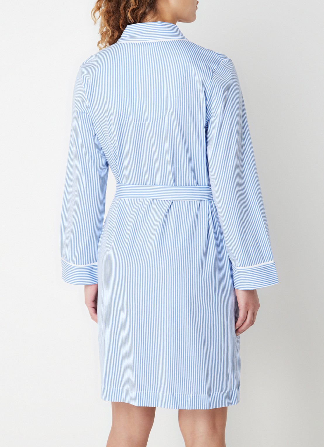 Ralph Lauren Kimono met streepprint en opgestikte zakken - achterkant 4 lichtblauw