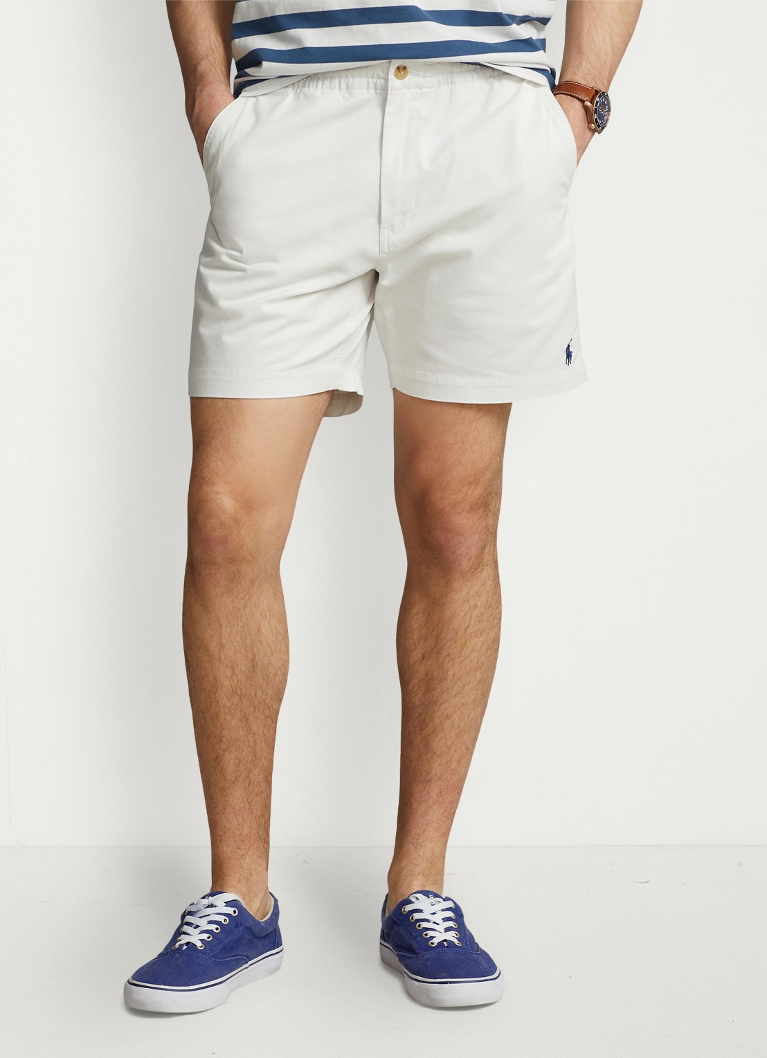 Ralph Lauren Korte broek van katoen met steekzakken  - detail 3 deckwash white / wit
