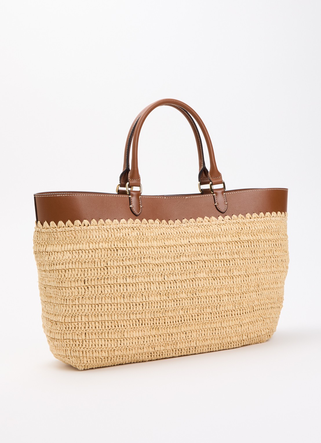 Ralph Lauren Kyla Large handtas met leren details - achterkant 5 beige