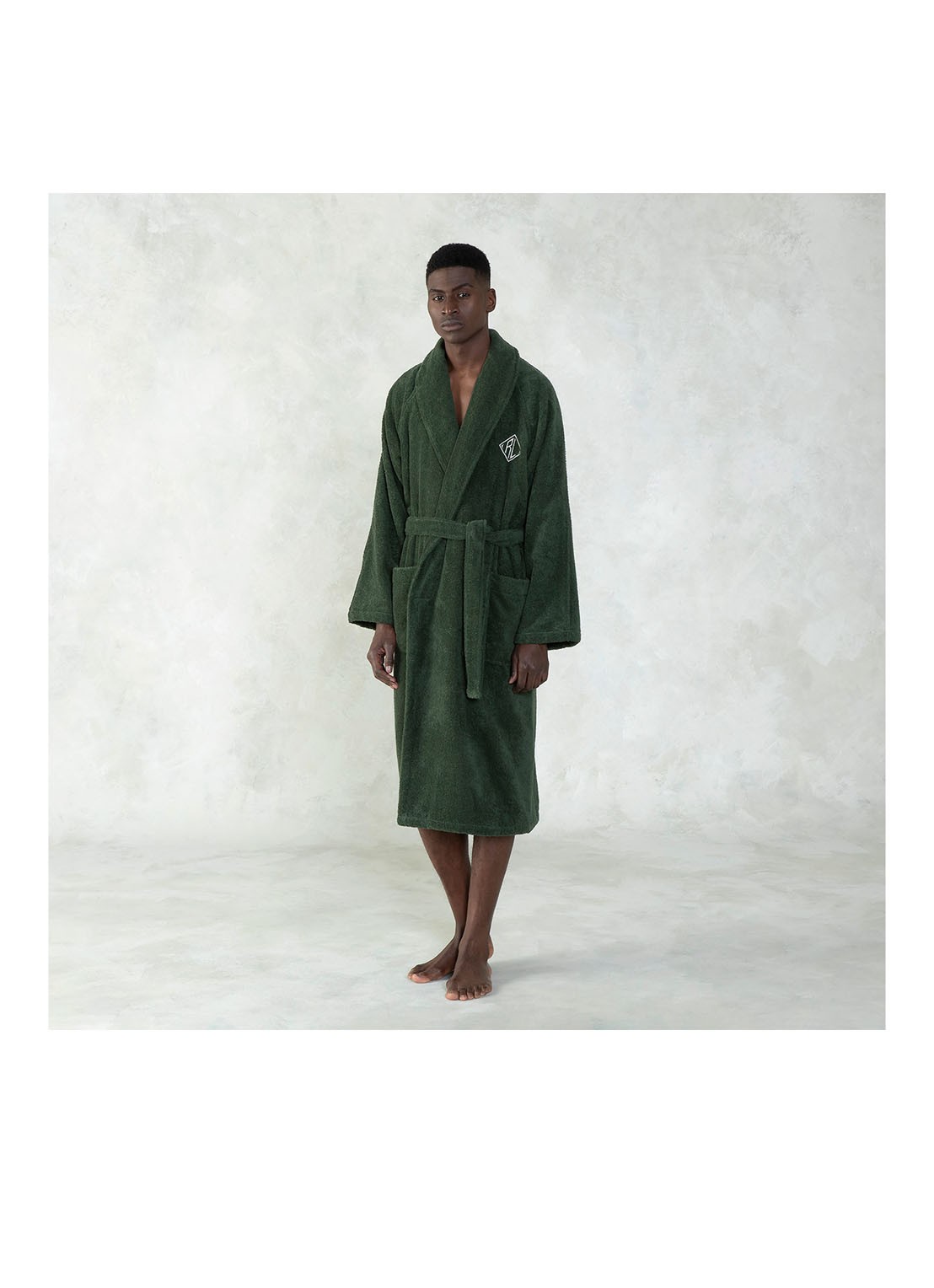 Ralph Lauren Langdon badjas van katoen - voorkant 2 groen