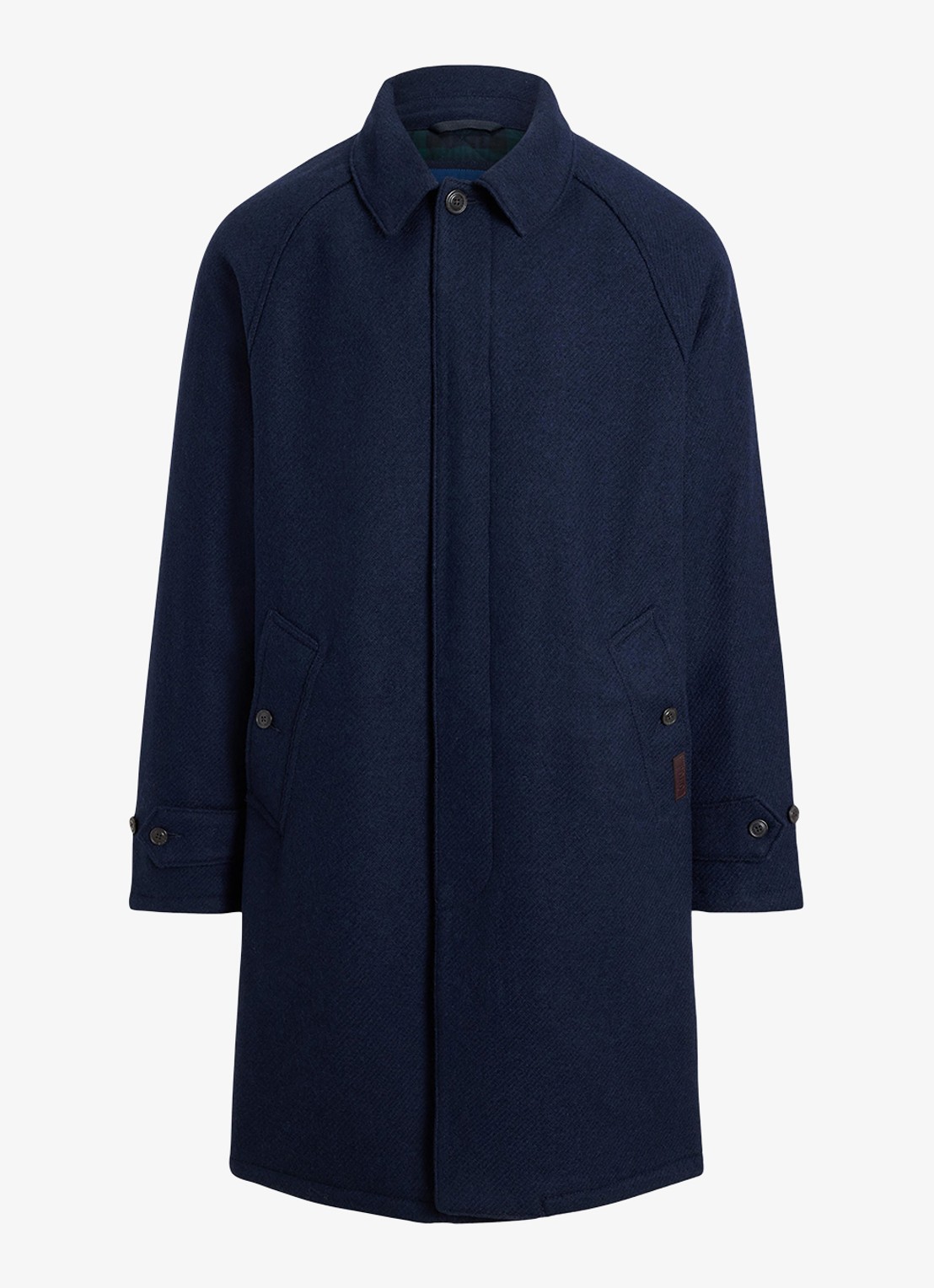 Ralph Lauren Langdon mantel van tweed met steekzakken - voorkant collection navy / donkerblauw