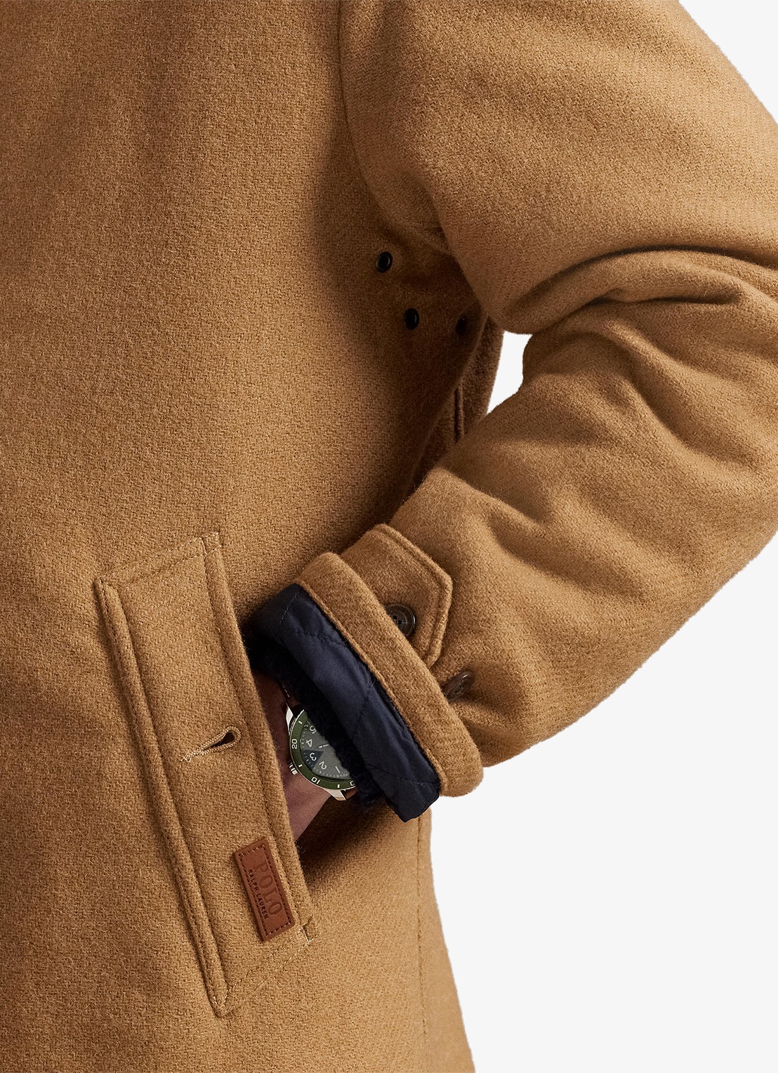 Ralph Lauren Langdon manteljas met logo - detail 2 cafe cream / camel