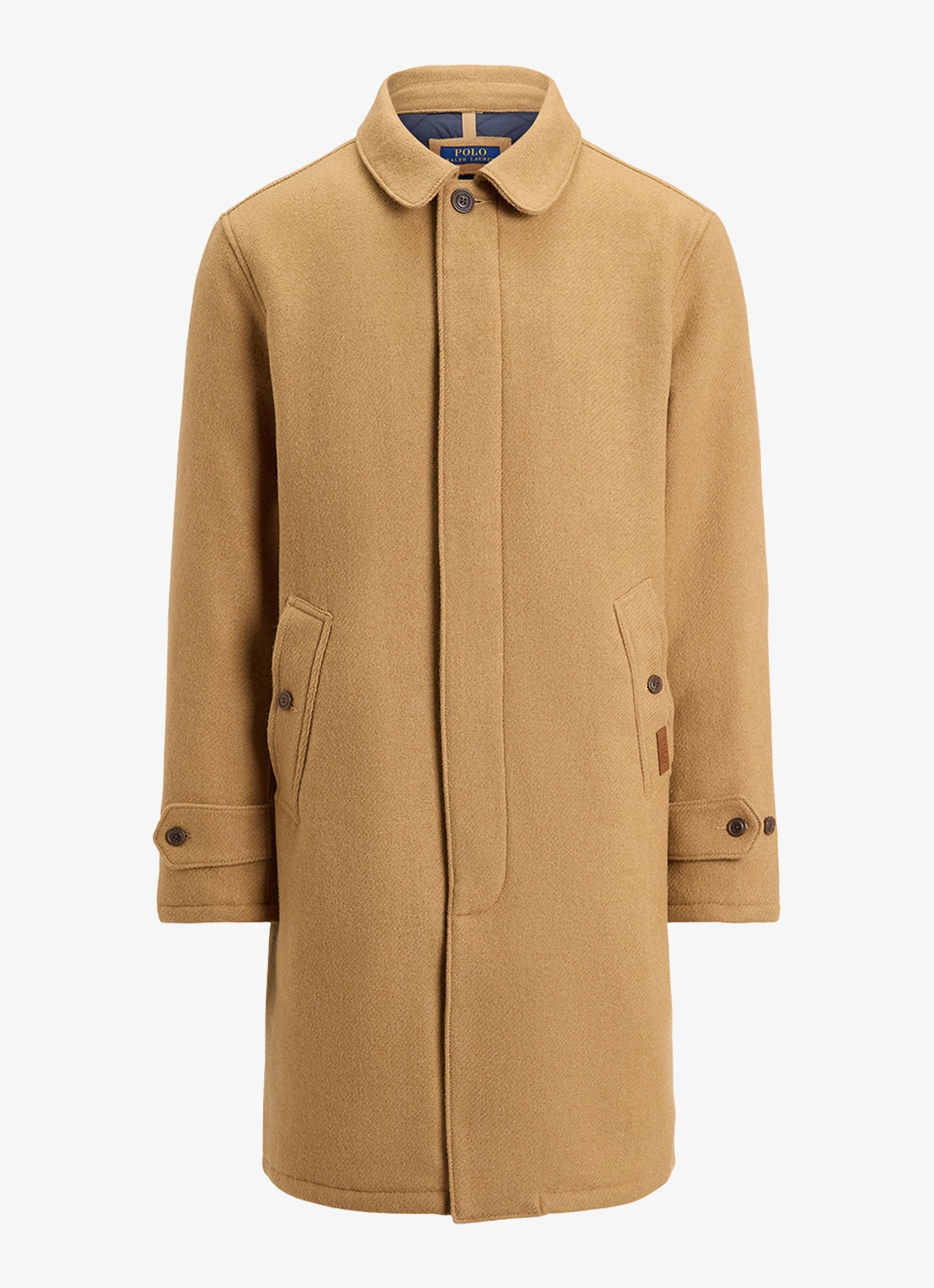 Ralph Lauren Langdon manteljas met logo - voorkant 3 cafe cream / camel