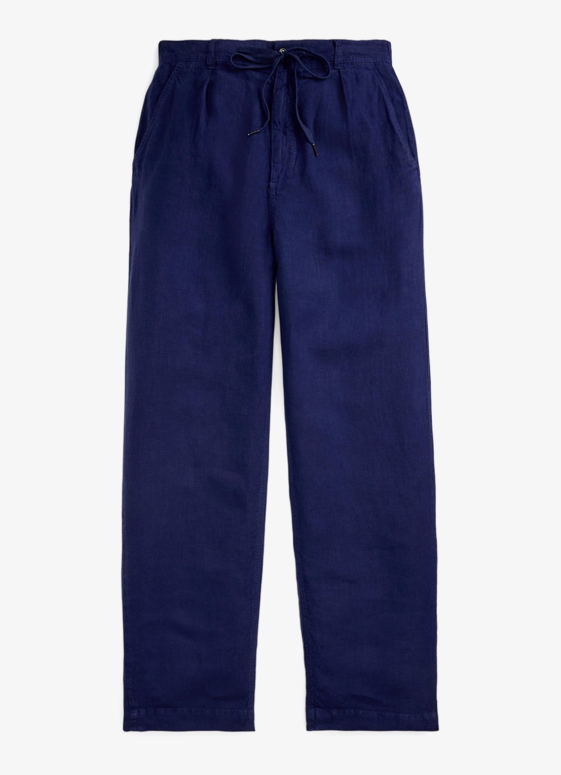 Ralph Lauren Lateef relaxed fit broek van linnen - voorkant newport navy / donkerblauw