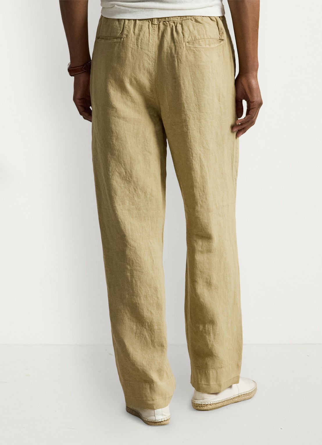 Ralph Lauren Lateef relaxed fit broek van linnen - achterkant 3 coastal beige / beige