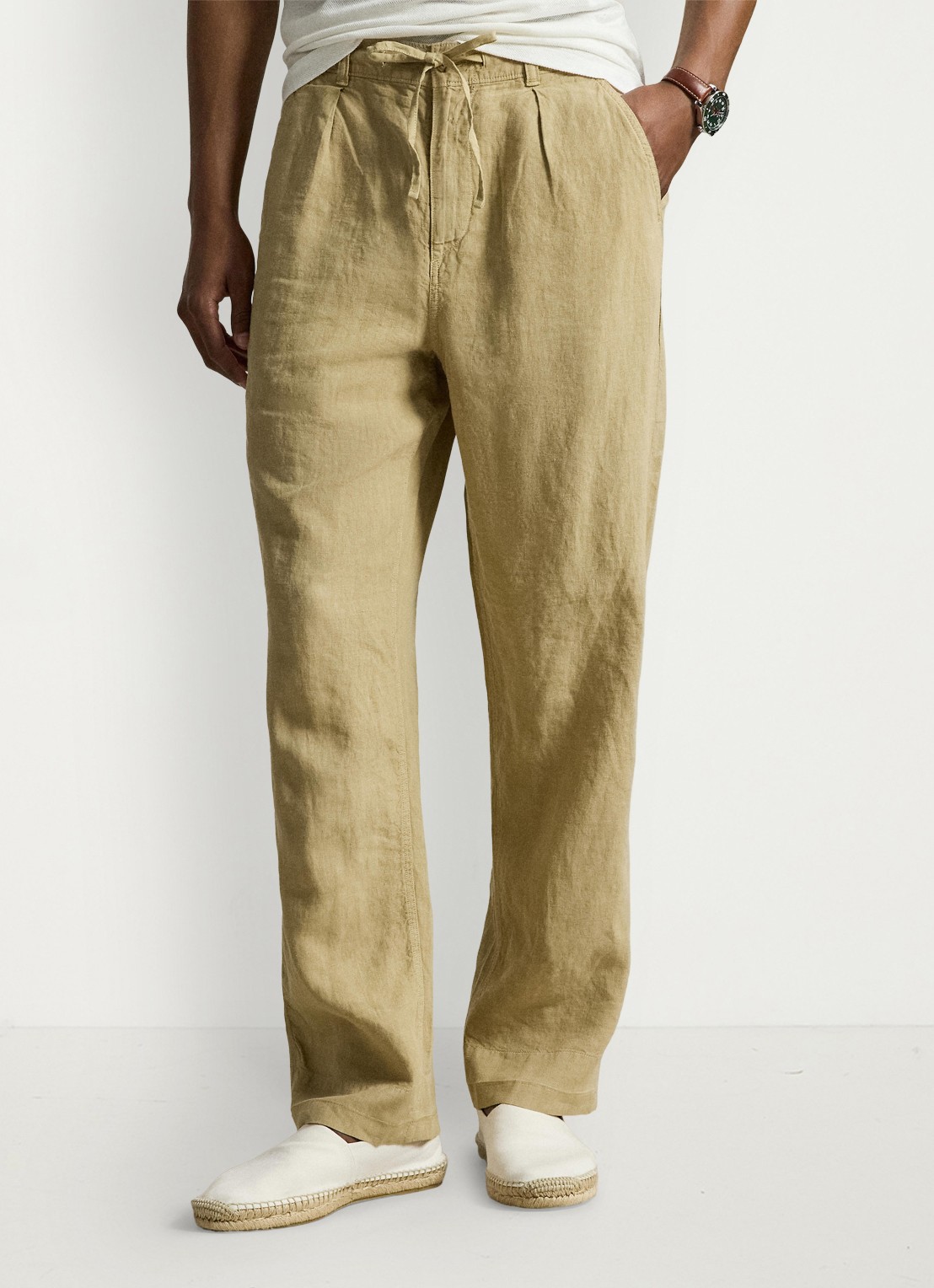 Ralph Lauren Lateef relaxed fit broek van linnen - detail 4 coastal beige / beige