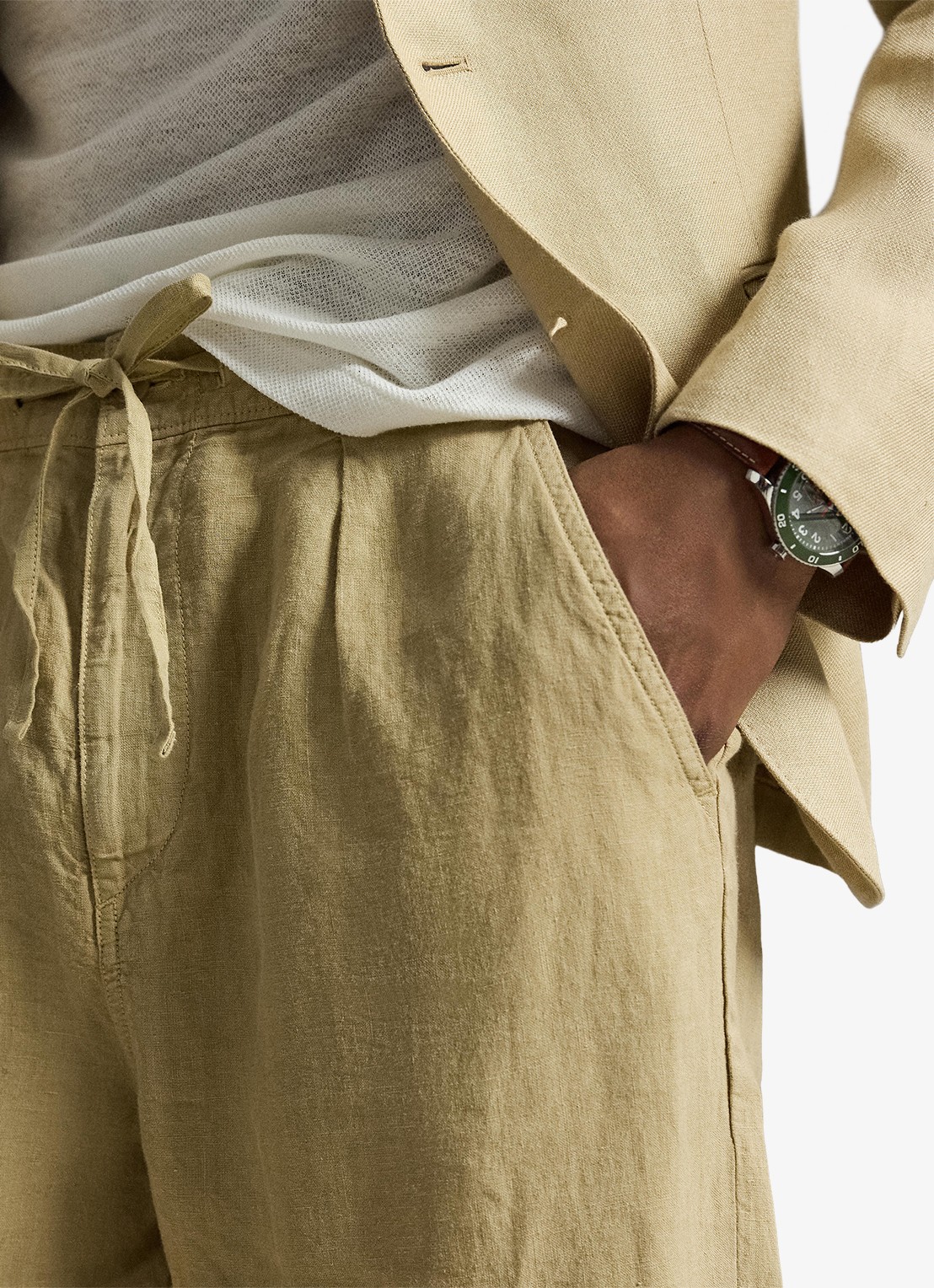 Ralph Lauren Lateef relaxed fit broek van linnen - detail 5 coastal beige / beige