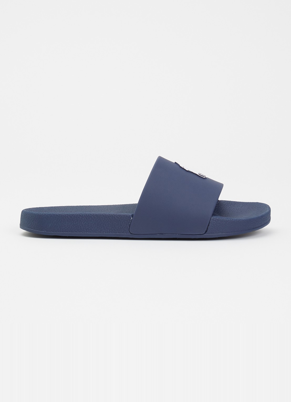 Ralph Lauren Lennon slipper met logo - voorkant donkerblauw