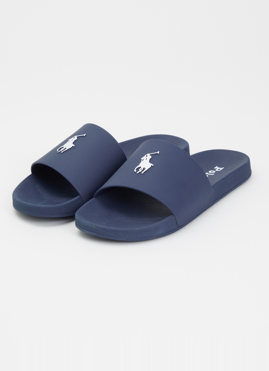 Ralph Lauren Lennon slipper met logo - voorkant 4 donkerblauw