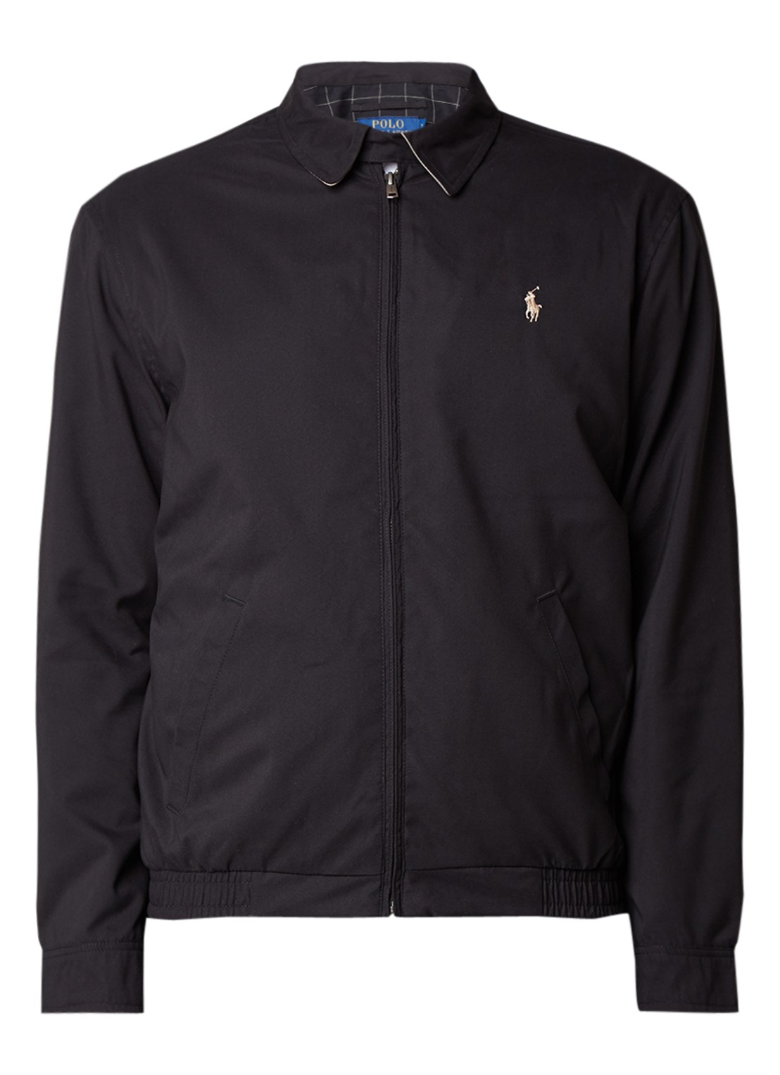 Ralph Lauren Lichtgewicht jack met elastische boord - voorkant zwart