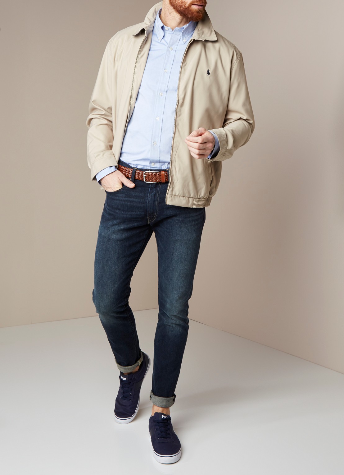 Ralph Lauren Lichtgewicht jack met elastische boord - voorkant 2 beige
