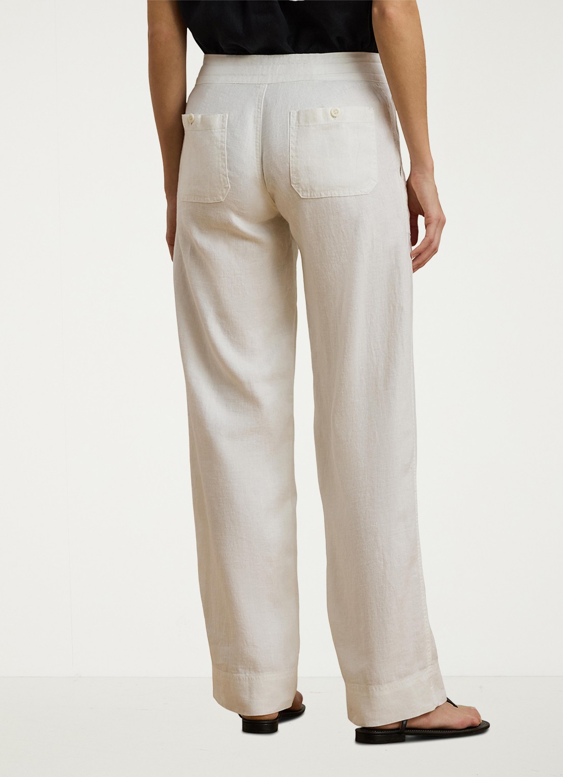 Ralph Lauren Linnen broek met wijde pijpen - achterkant wit