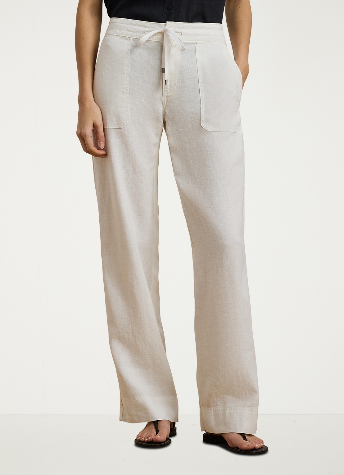 Ralph Lauren Linnen broek met wijde pijpen - detail 7 wit