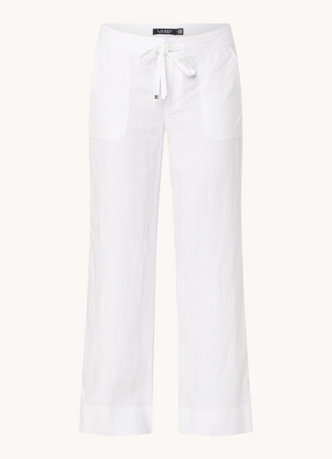 Ralph Lauren Linnen broek met wijde pijpen - voorkant 6 wit