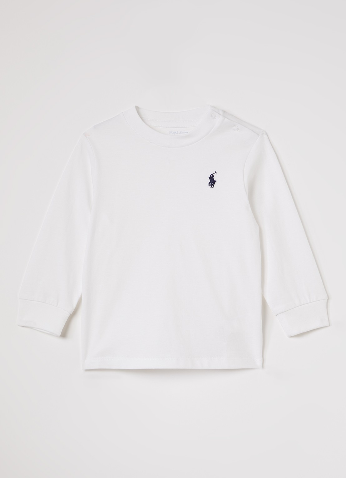 Ralph Lauren Longsleeve met logoborduring  - voorkant wit