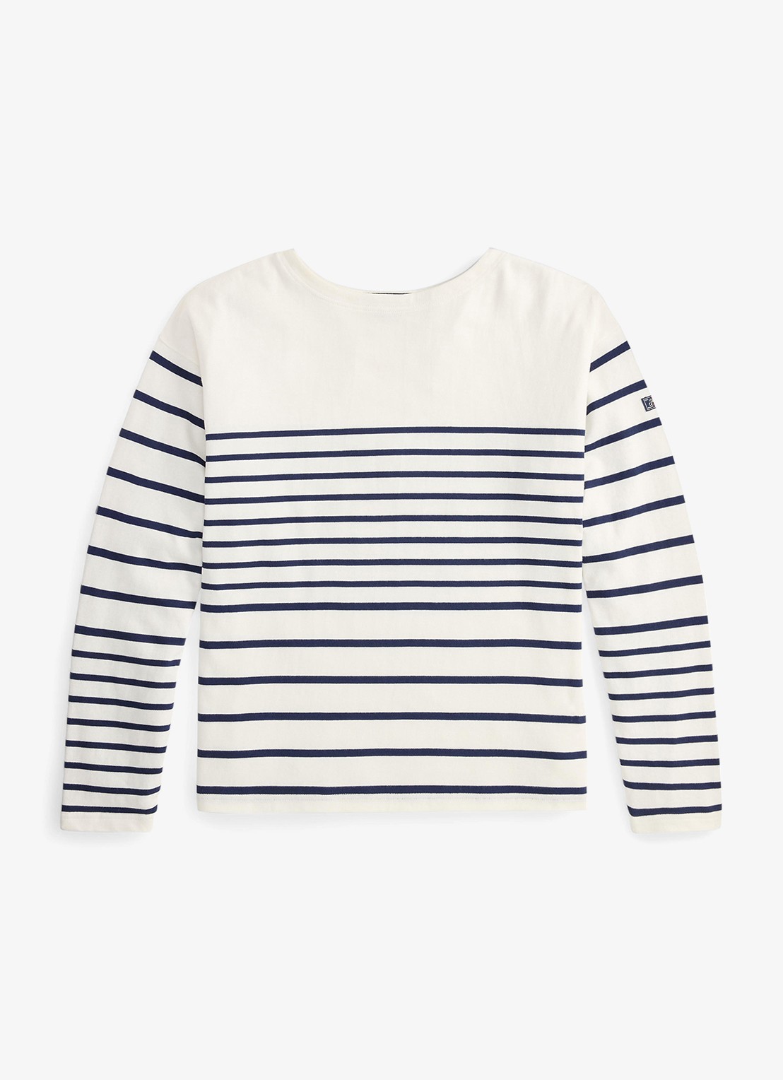 Ralph Lauren Longsleeve met streepprint en boothals - voorkant 4 newport navy/white / gebroken wit