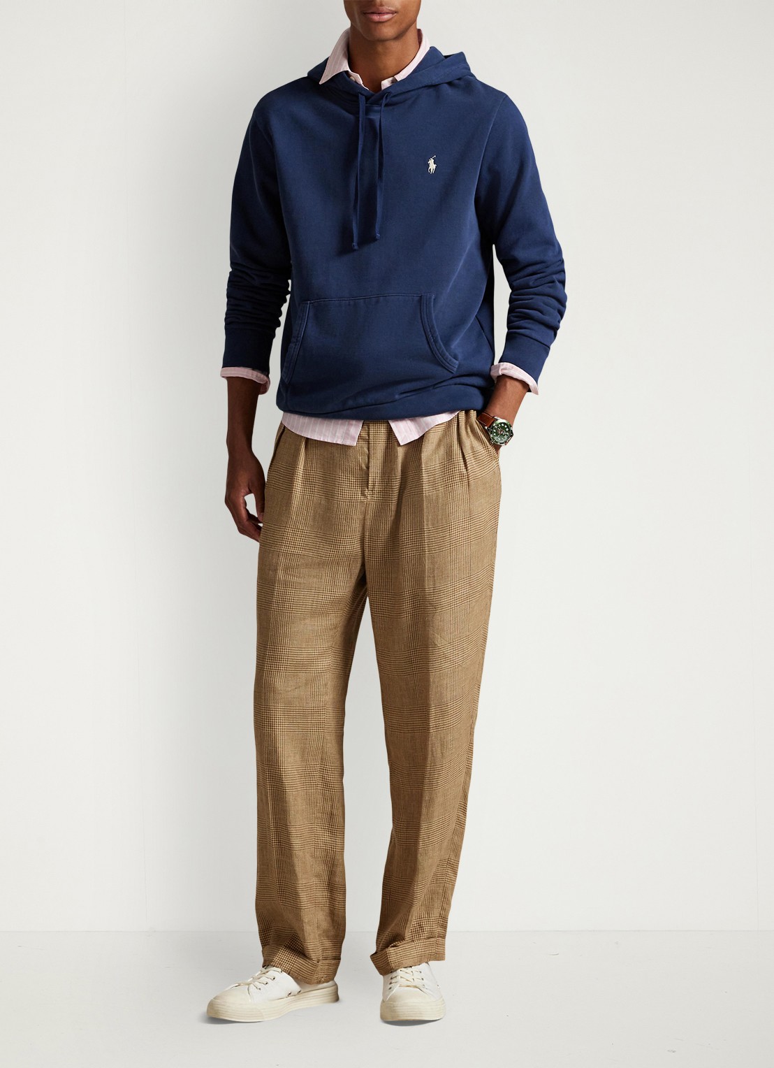 Ralph Lauren Loopback Fleece Hoodie - voorkant 5 cruise navy / blauw