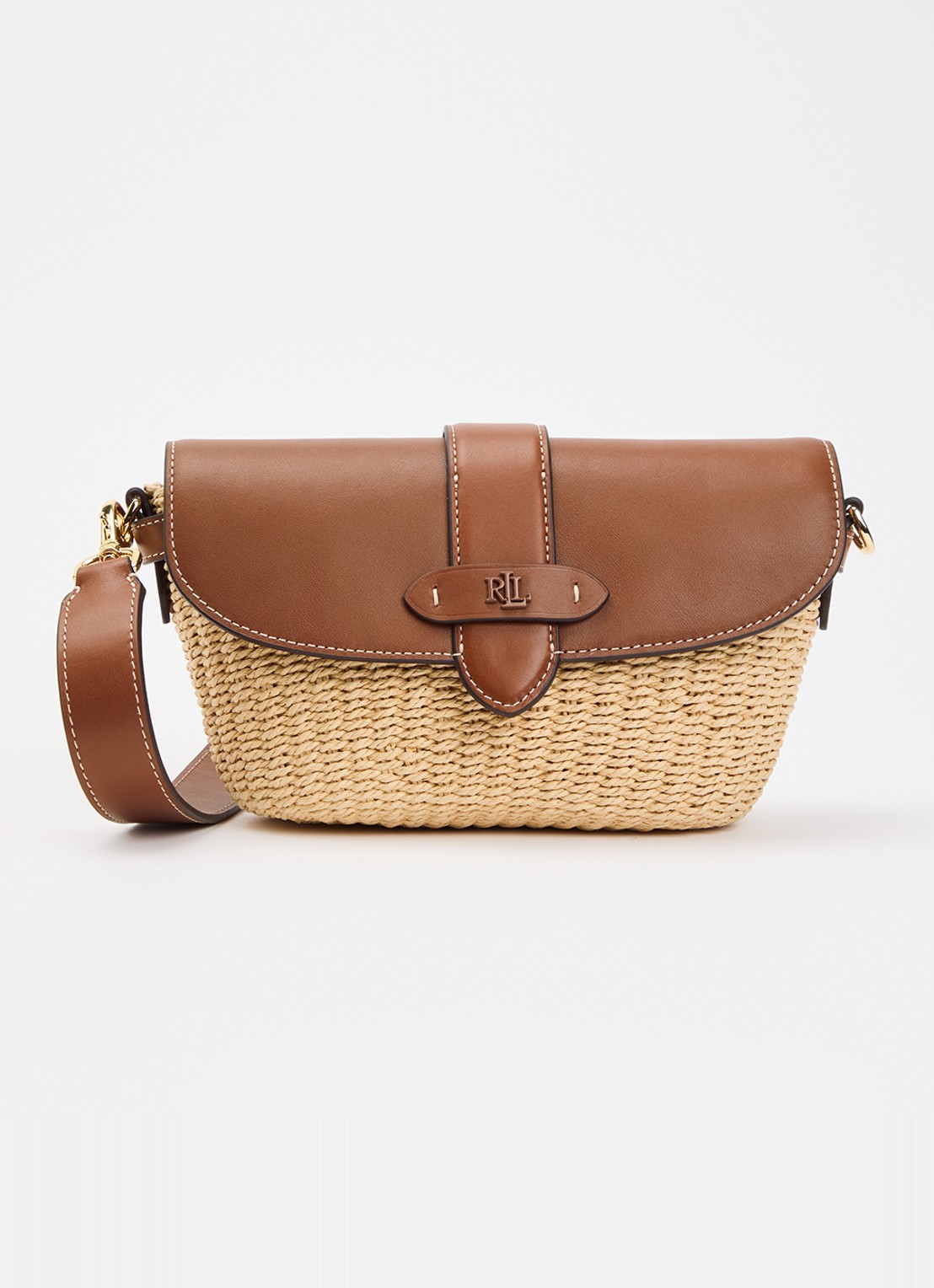 Ralph Lauren Lynden crossbodytas met leren details - voorkant 2 naturel