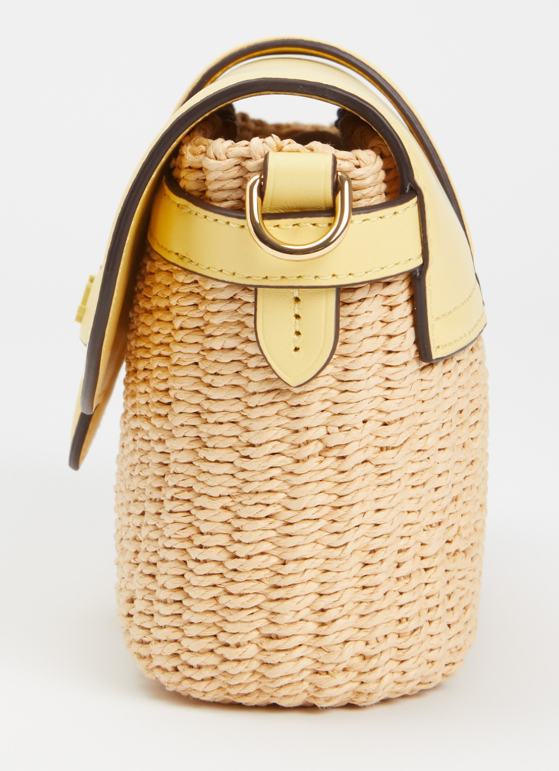 Ralph Lauren Lynden schoudertas van stro met details van leer  - detail 3 geel
