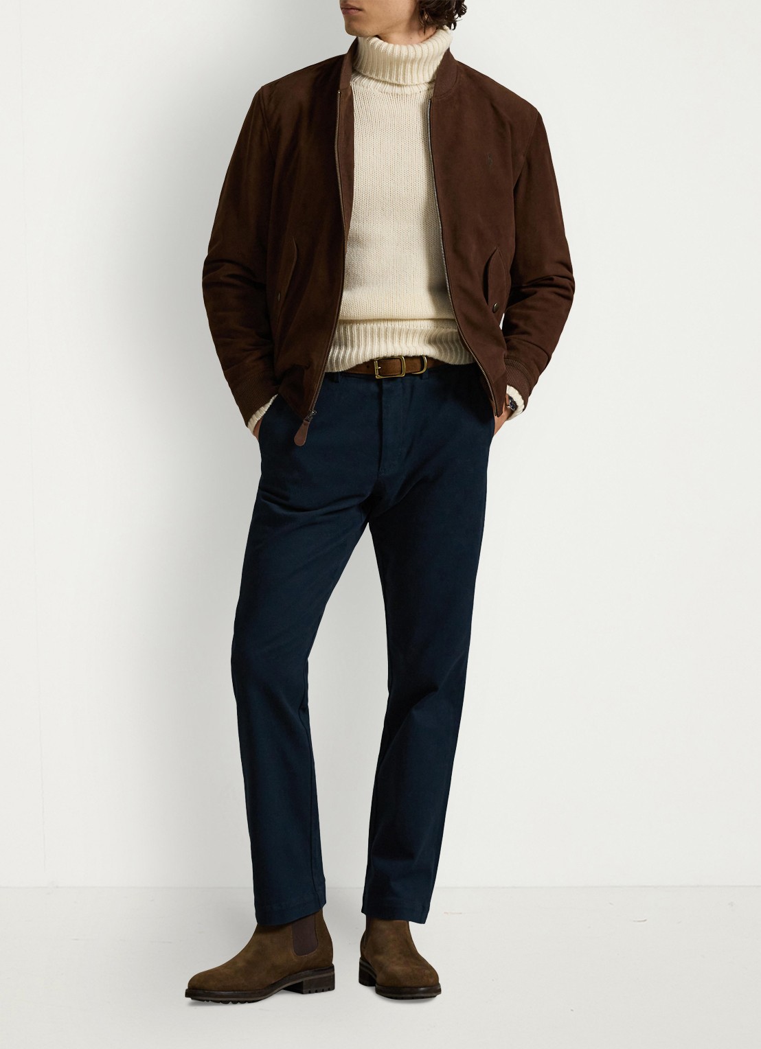 Ralph Lauren Manhasset straight fit chino met stretch - voorkant 5 aviator navy / donkerblauw