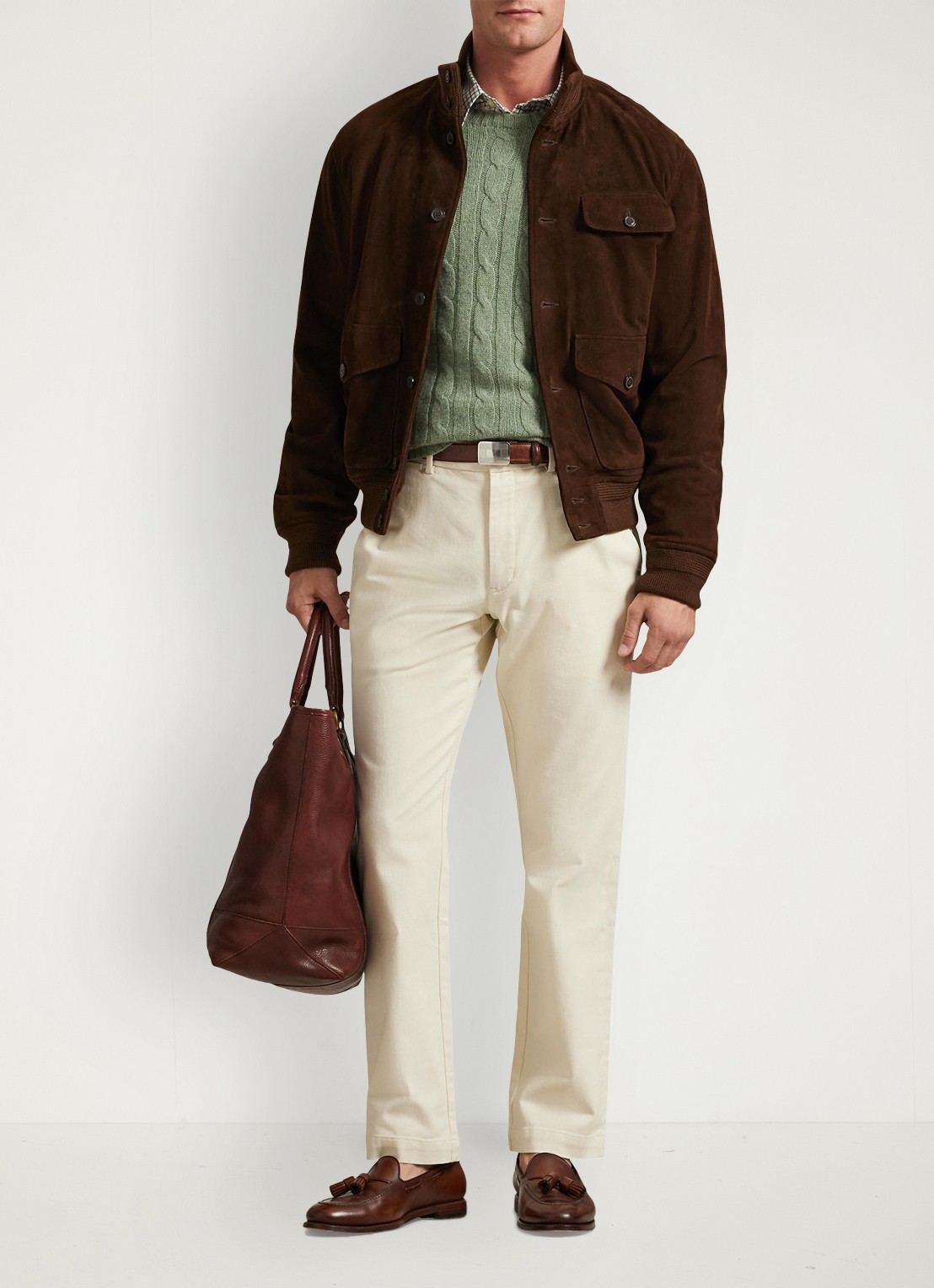 Ralph Lauren Manhasset straight fit chino met stretch - voorkant 2 andover cream / creme