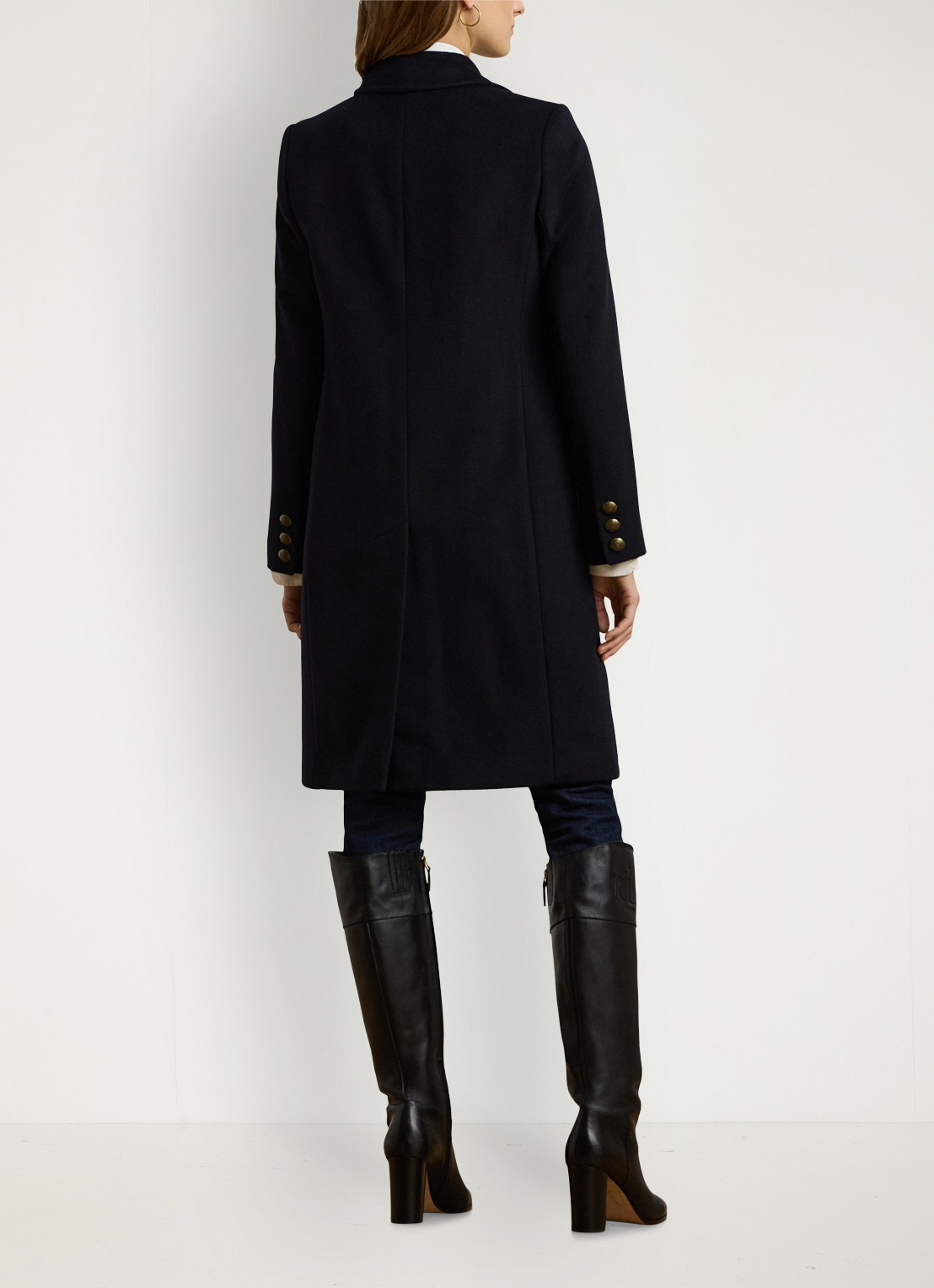 Ralph Lauren Mantel in kasjmierblend met klepzakken en logoborduring - achterkant regal navy / donkerblauw