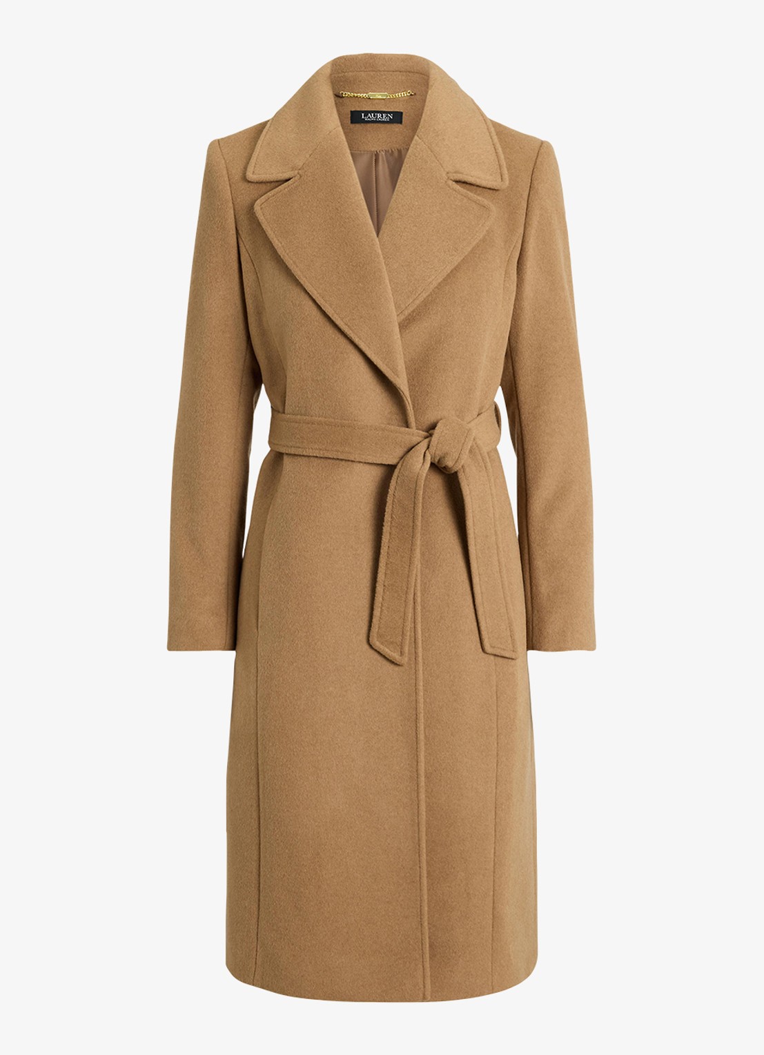 Ralph Lauren Mantel in kasjmierblend met schoudervulling en ceintuur - voorkant new vicuna / rood