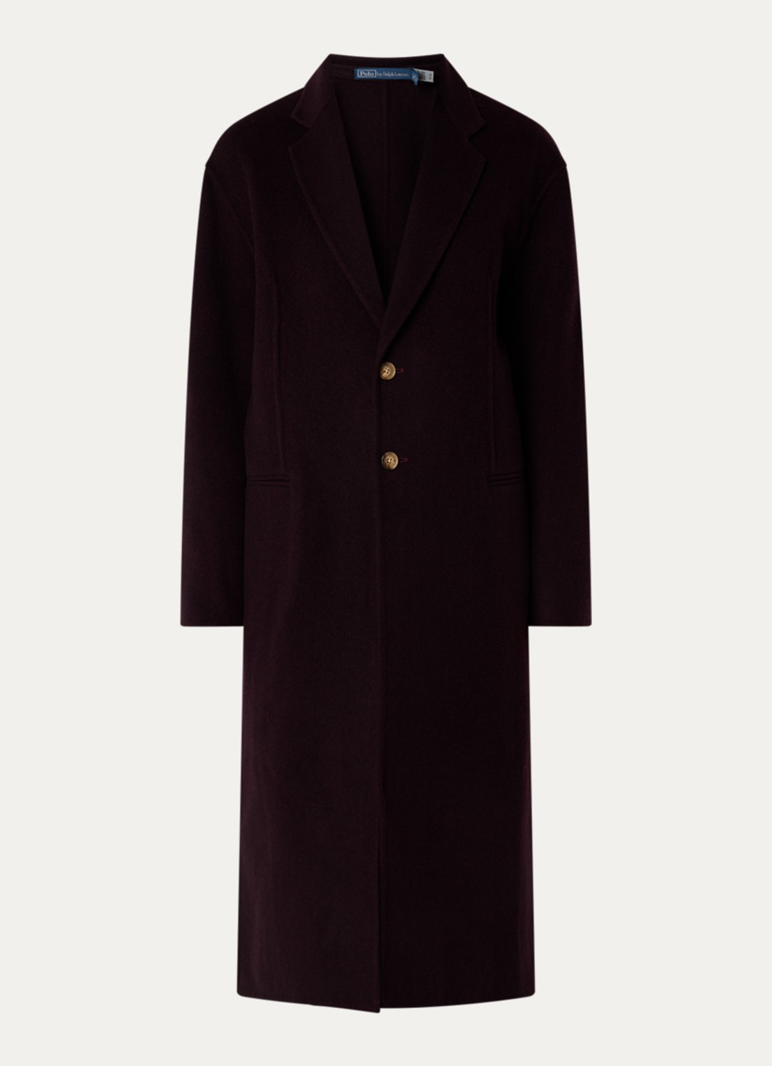 Ralph Lauren Mantel van wol met paspelzakken - voorkant bordeauxrood