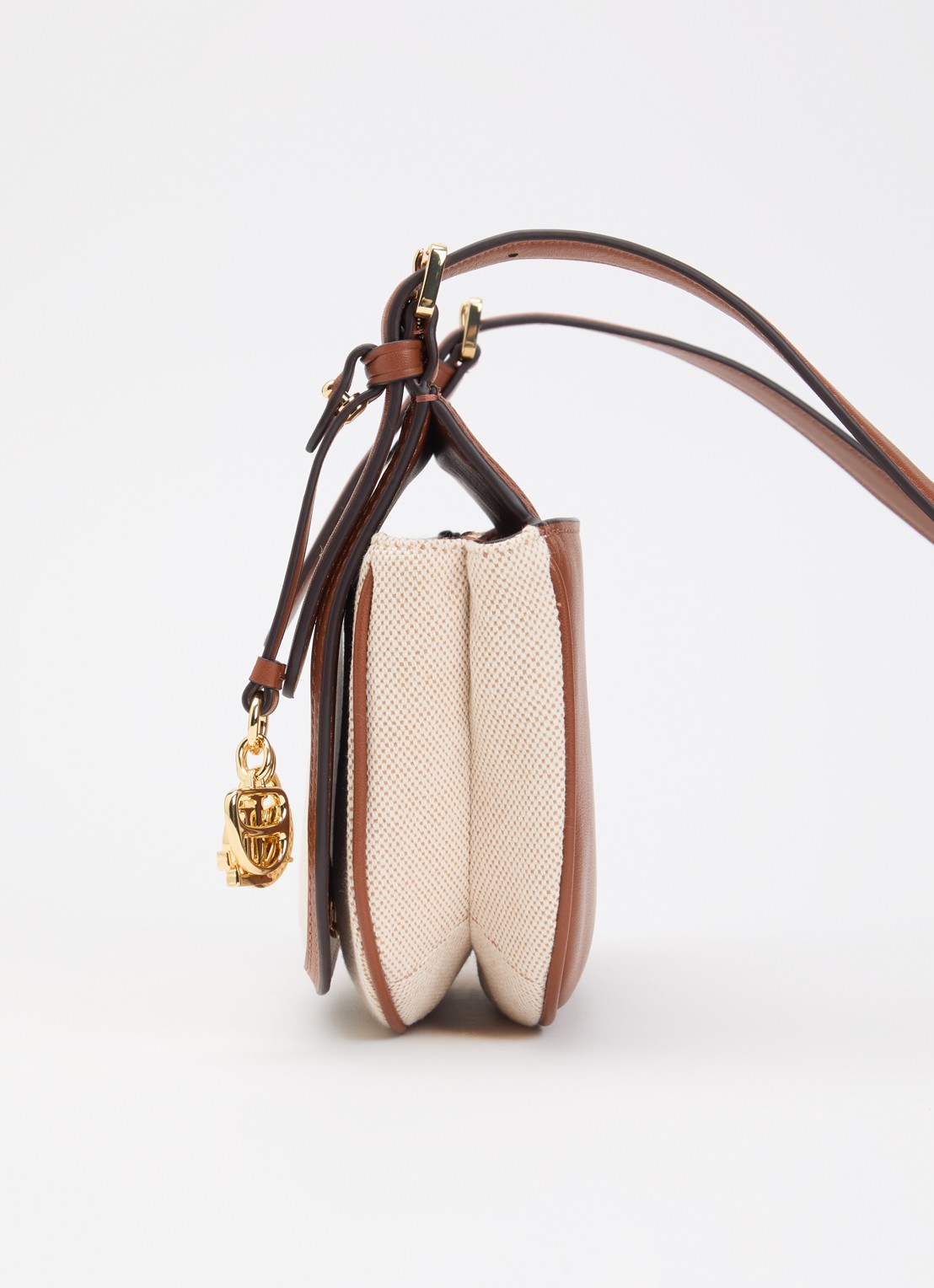 Ralph Lauren Marcy crossbody tas van canvas met details van leer  - detail 3 beige