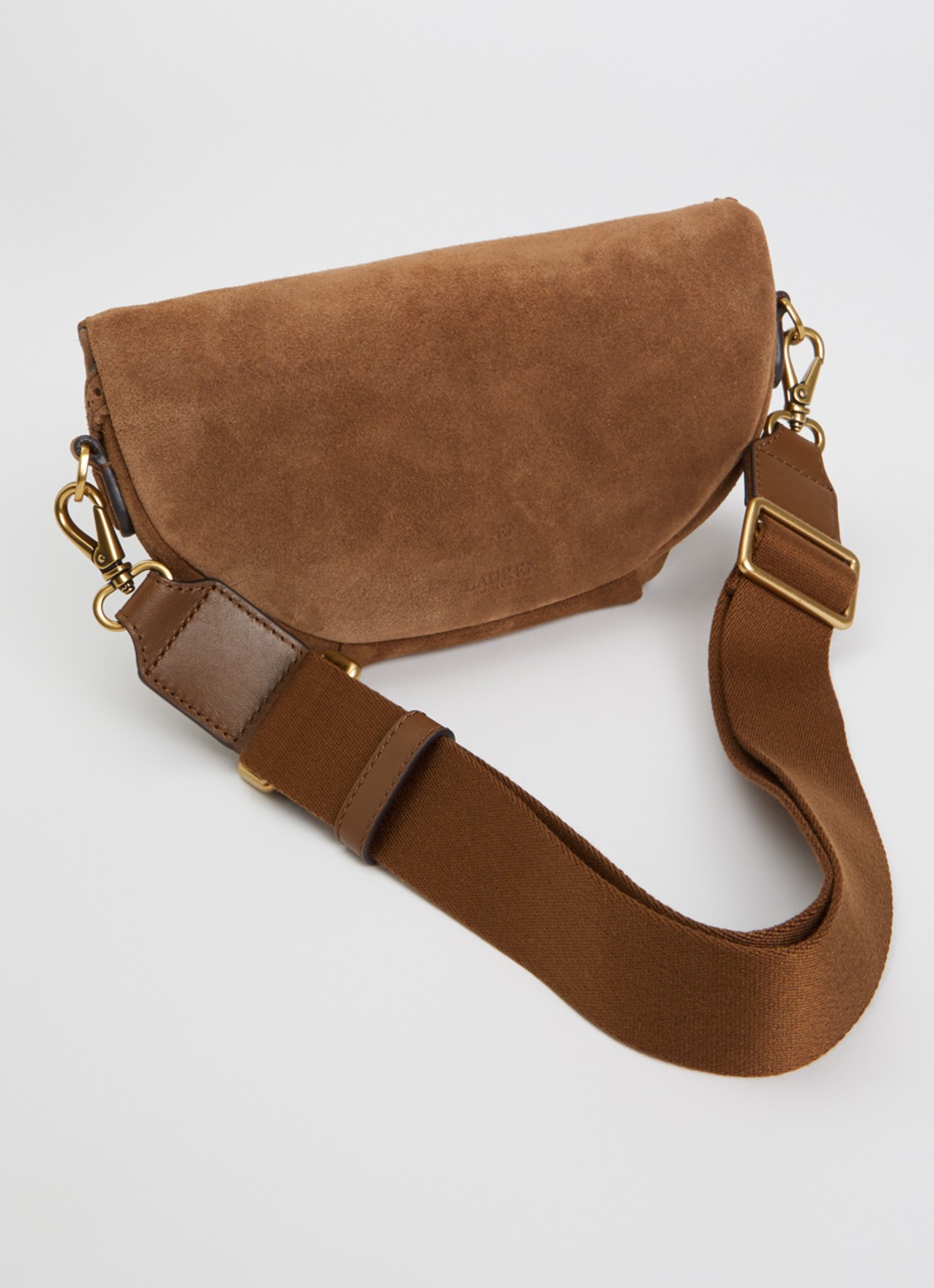 Ralph Lauren Marcy crossbodytas van suède - achterkant 5 lichtbruin