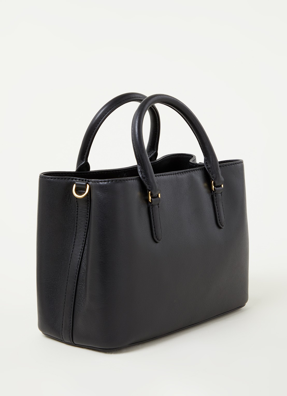 Ralph Lauren Marcy handtas van leer - achterkant 4 zwart