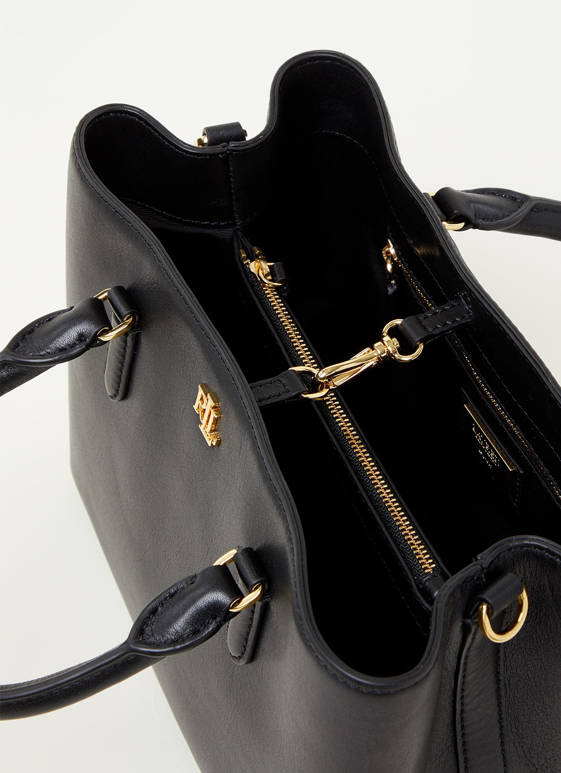 Ralph Lauren Marcy handtas van leer - detail 2 zwart