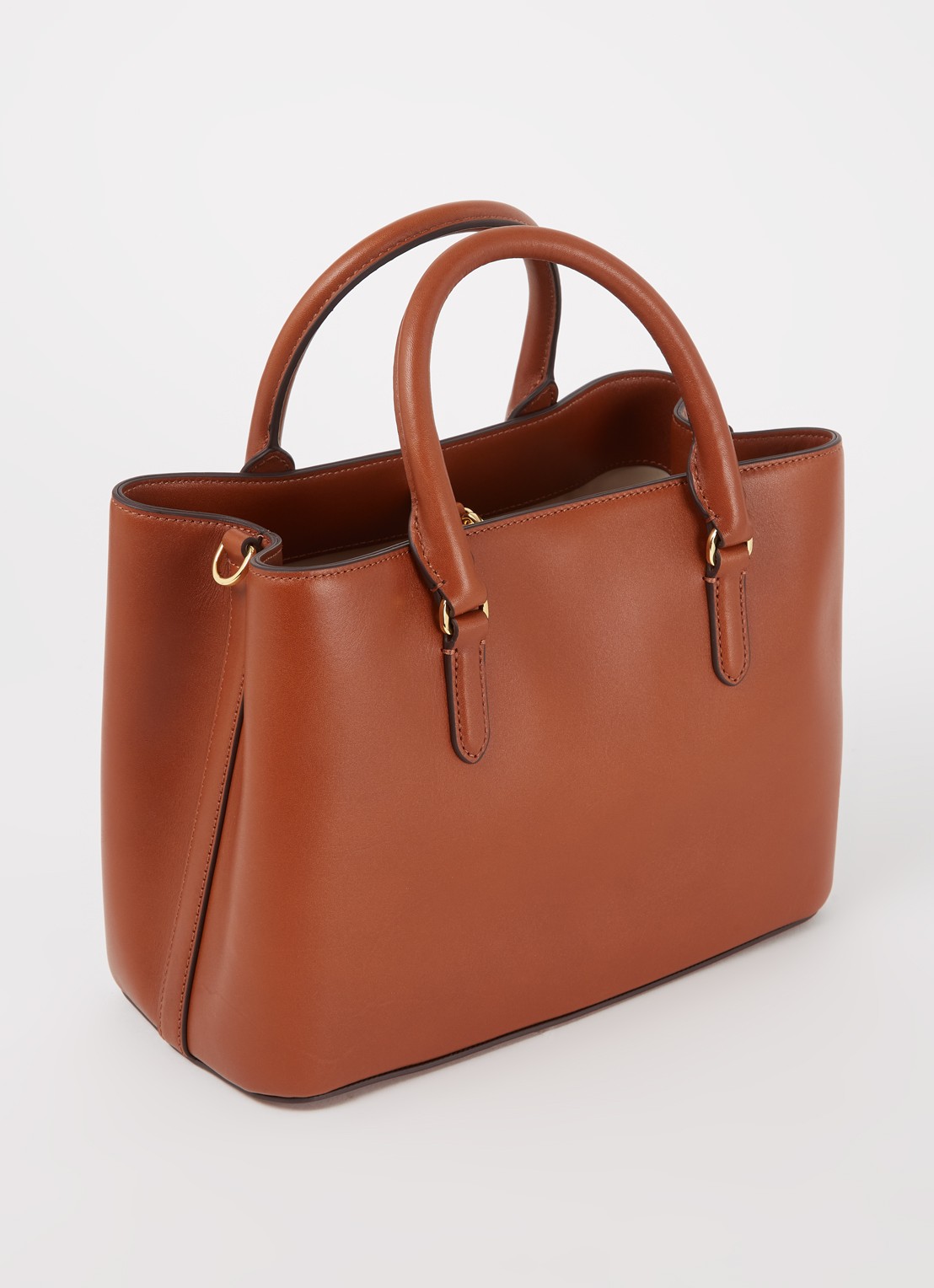 Ralph Lauren Marcy handtas van leer - achterkant 4 cognac