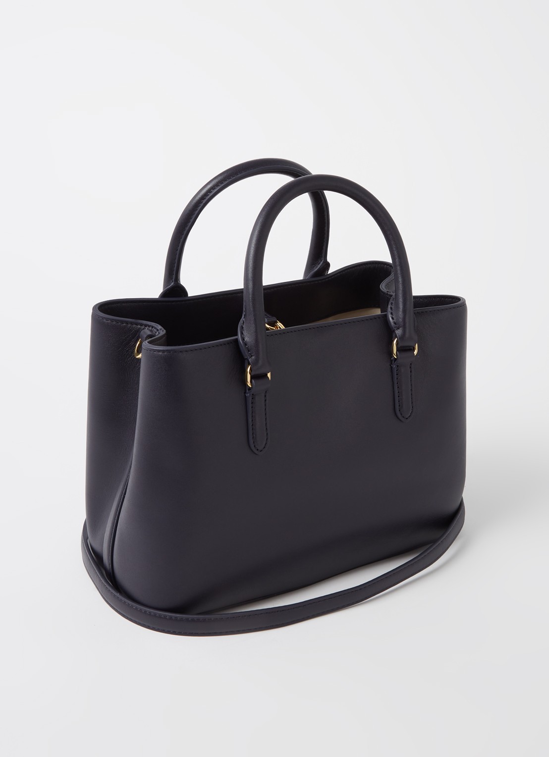 Ralph Lauren Marcy handtas van leer - achterkant 2 blauw