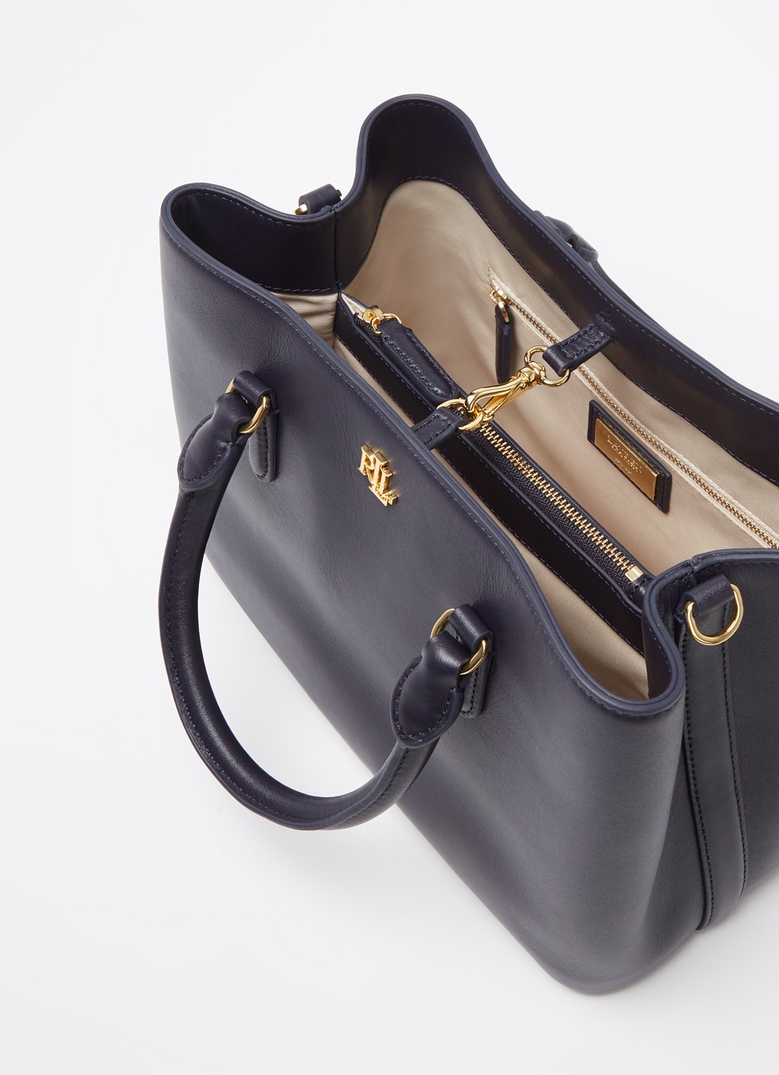 Ralph Lauren Marcy handtas van leer - detail 3 blauw