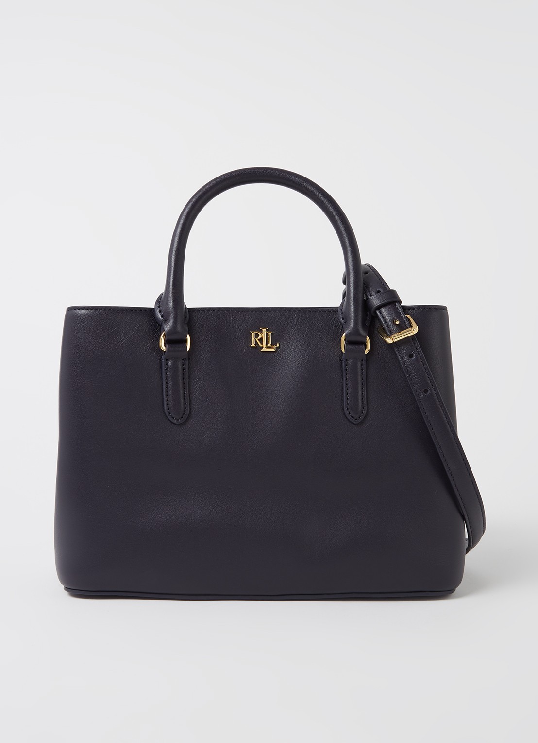 Ralph Lauren Marcy handtas van leer - voorkant blauw