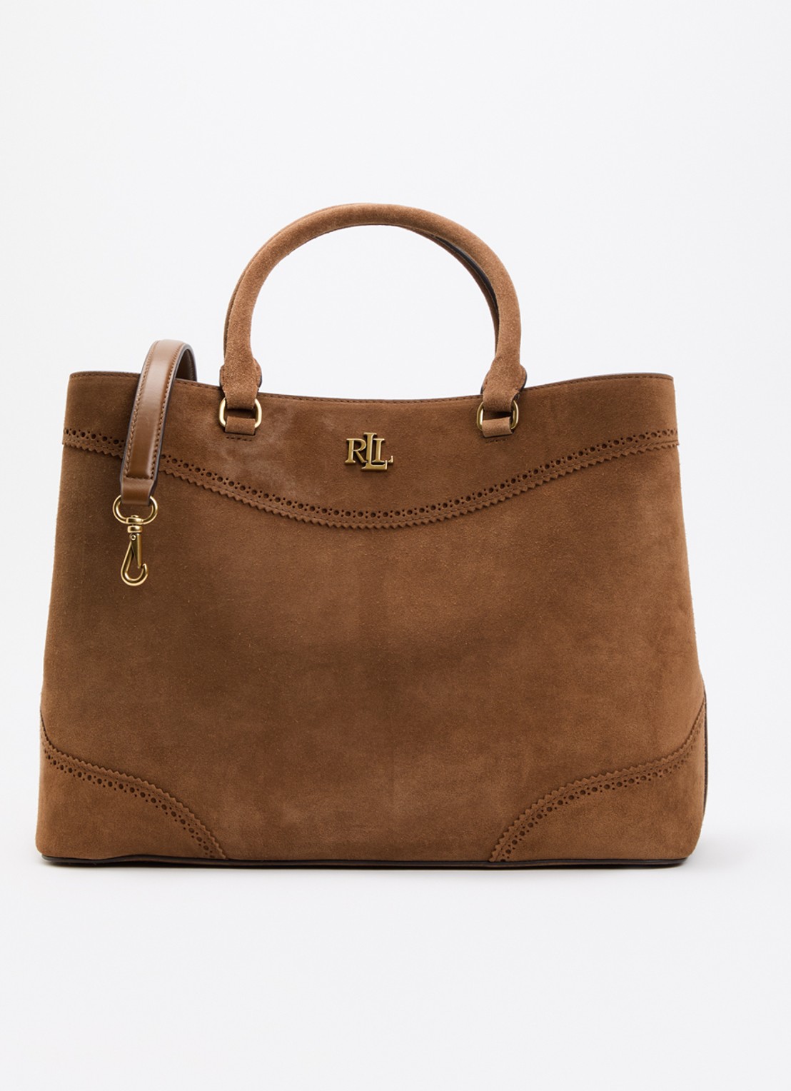 Ralph Lauren Marcy schoudertas van leer met afneembare schouderriem  - voorkant 5 lichtbruin