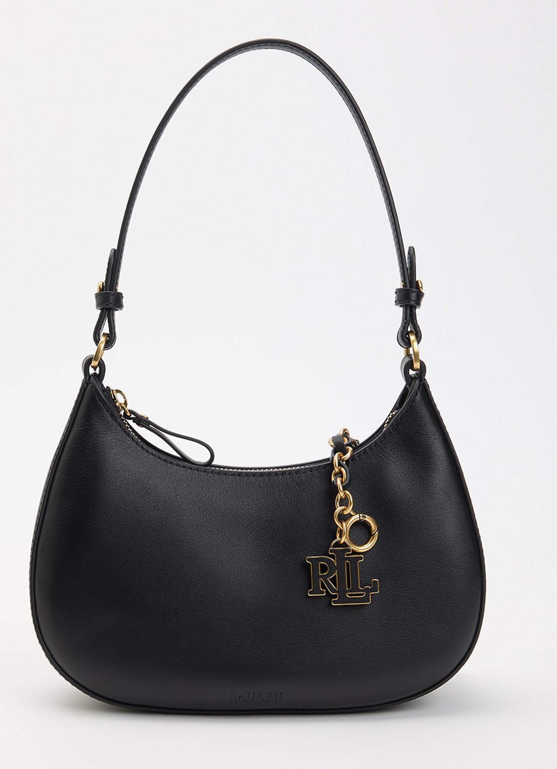 Ralph Lauren Marcy schoudertas van leer met afneembare schouderriem  - voorkant 5 zwart