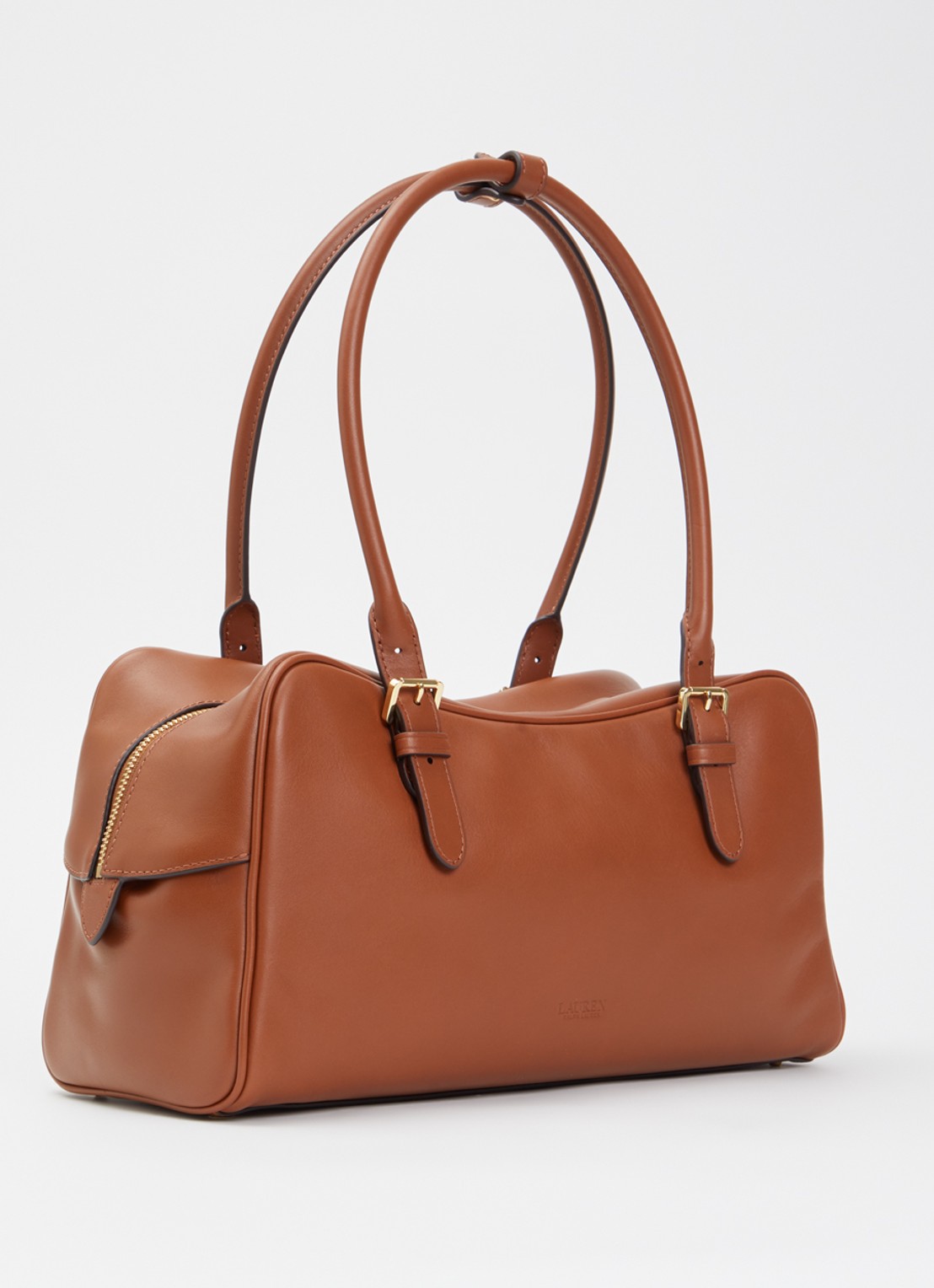Ralph Lauren Marcy schoudertas van leer met logo - achterkant cognac
