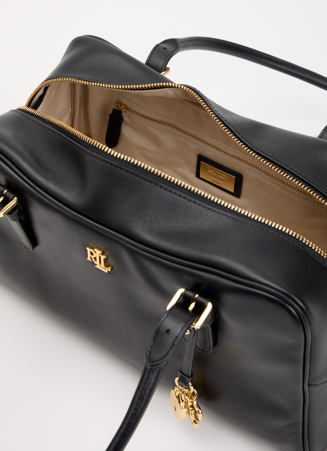Ralph Lauren Marcy schoudertas van leer - detail zwart