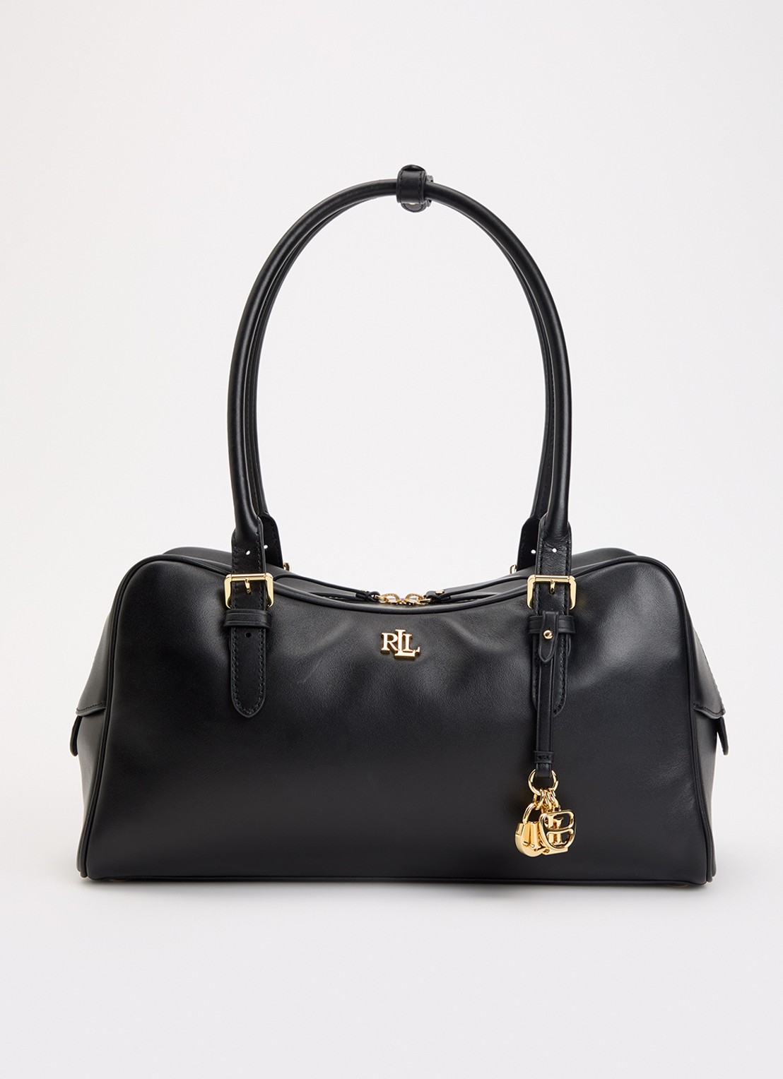 Ralph Lauren Marcy schoudertas van leer - voorkant 5 zwart
