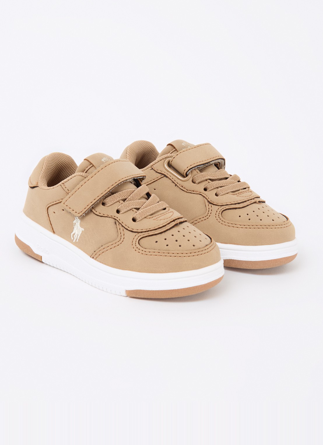 Ralph Lauren Master Court sneaker met logoborduring - voorkant 3 camel