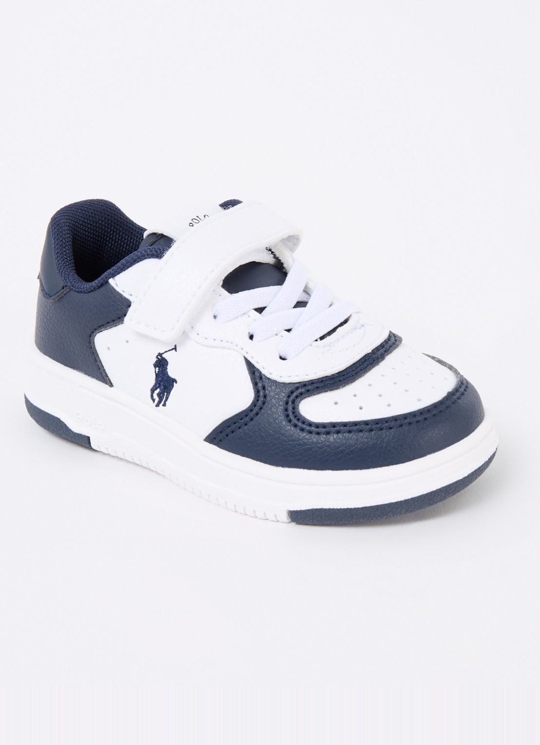 Ralph Lauren Master Court sneaker met logoborduring - voorkant donkerblauw