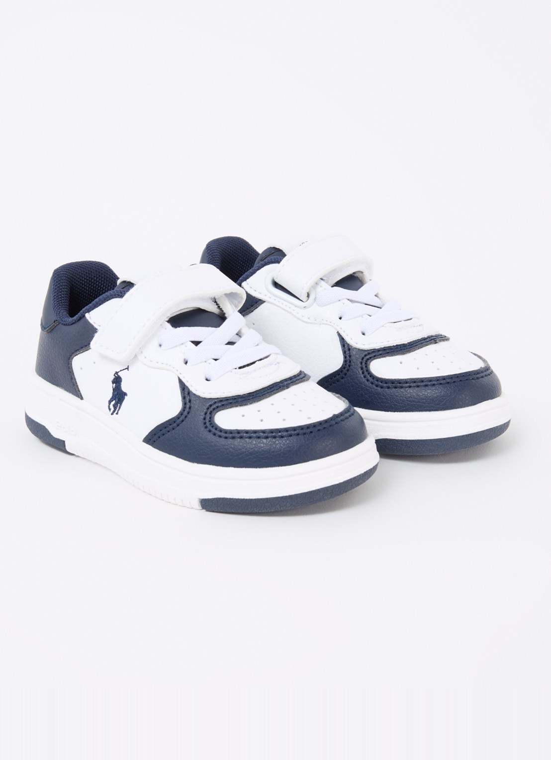 Ralph Lauren Master Court sneaker met logoborduring - voorkant 2 donkerblauw