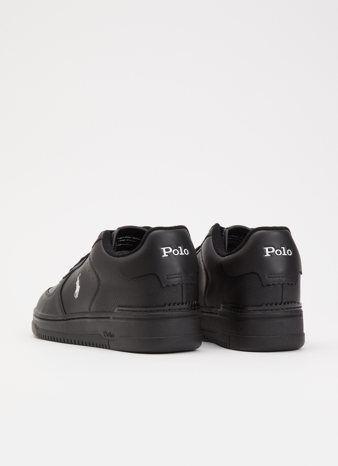 Ralph Lauren Masters Court sneaker met logo  - achterkant 2 zwart