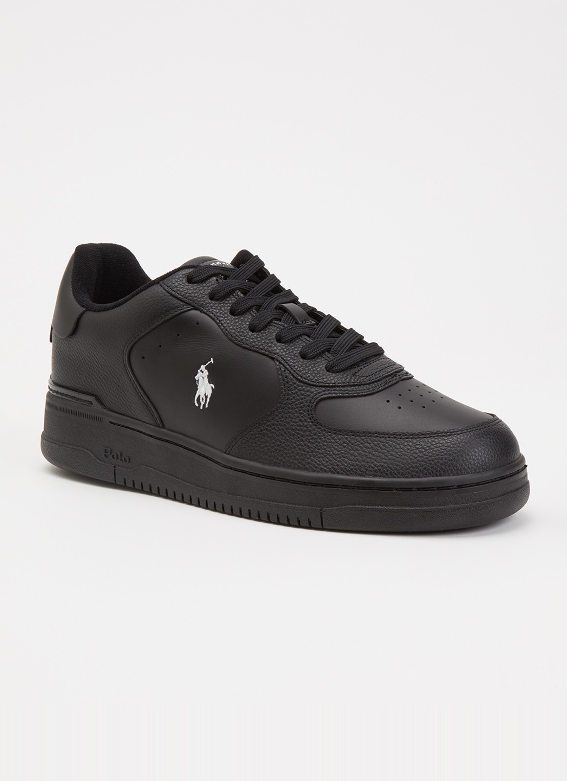 Ralph Lauren Masters Court sneaker met logo  - voorkant zwart