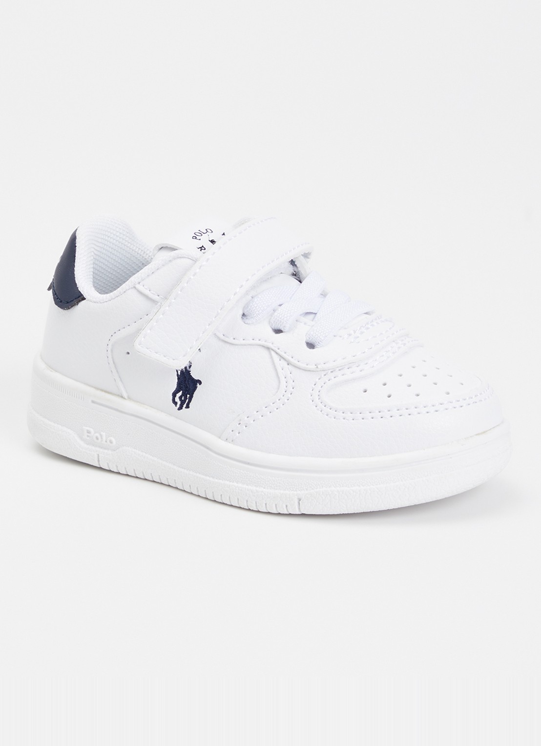 Ralph Lauren Masters Court sneaker met logo - voorkant wit